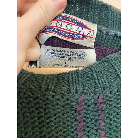 Vintage Sonoma Sweater Men's L Grandpa Plaid Pullover 90s Green Y2K Preppy - Picture 3 of 4